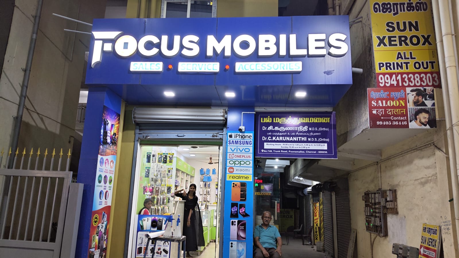 LED shop name board glowing at night — printed by SS Digital Prints Chennai